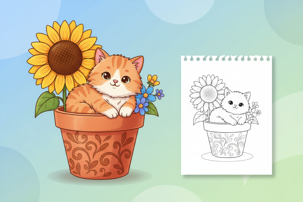 a-cute-kitten-nestled-comfortably kitten coloring pages