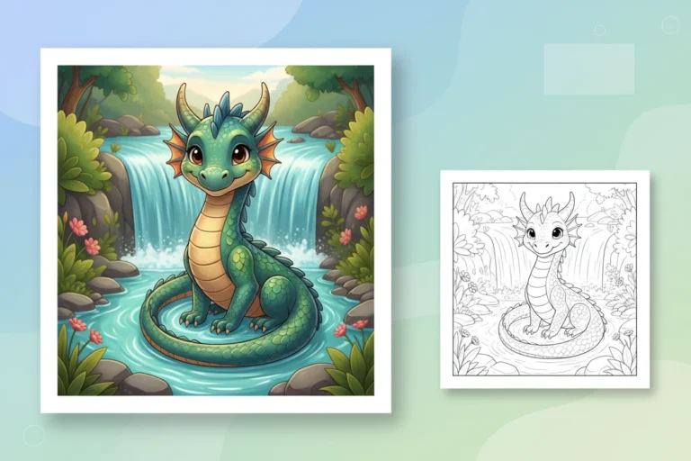 a-friendly-dragon-sitting-by - dragon coloring sheet