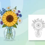 a-vibrant-bouquet-of-mixed - flower coloring sheets
