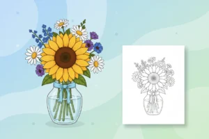 a-vibrant-bouquet-of-mixed - flower coloring sheets
