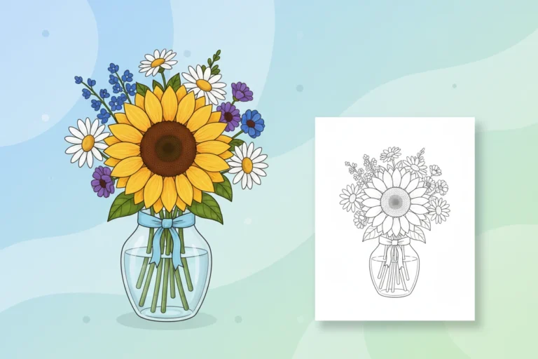 a-vibrant-bouquet-of-mixed - flower coloring sheets