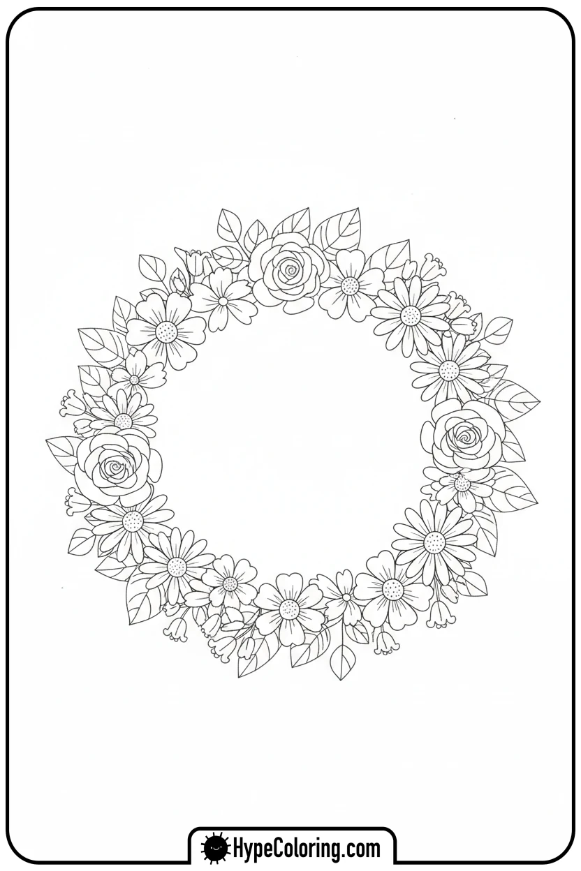 flower-crown - flower coloring sheets