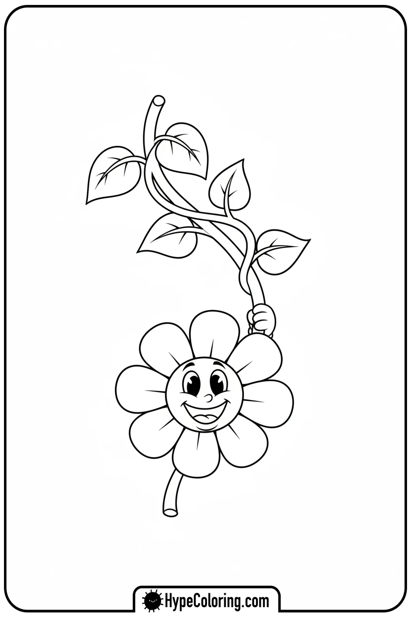 flower-swinging-on-a-vine - flower coloring sheets
