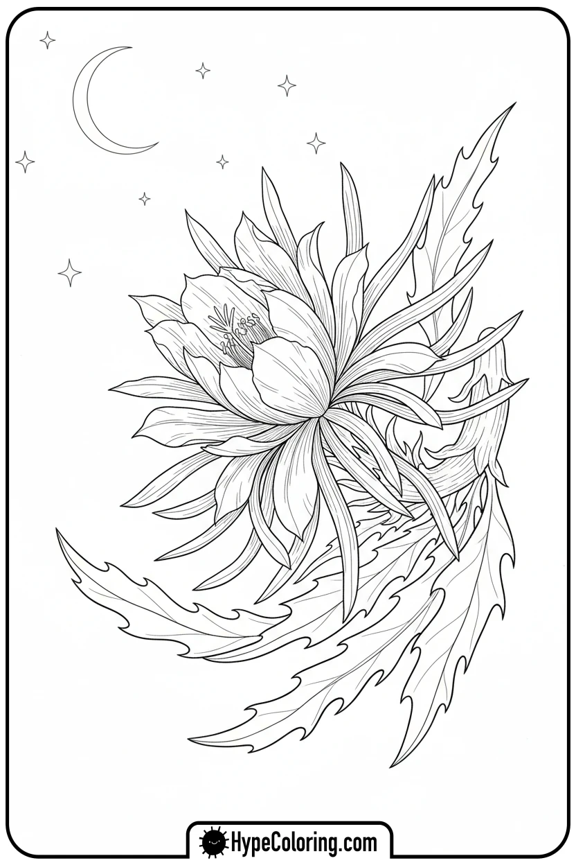 night-flower-blooming - flower coloring sheets