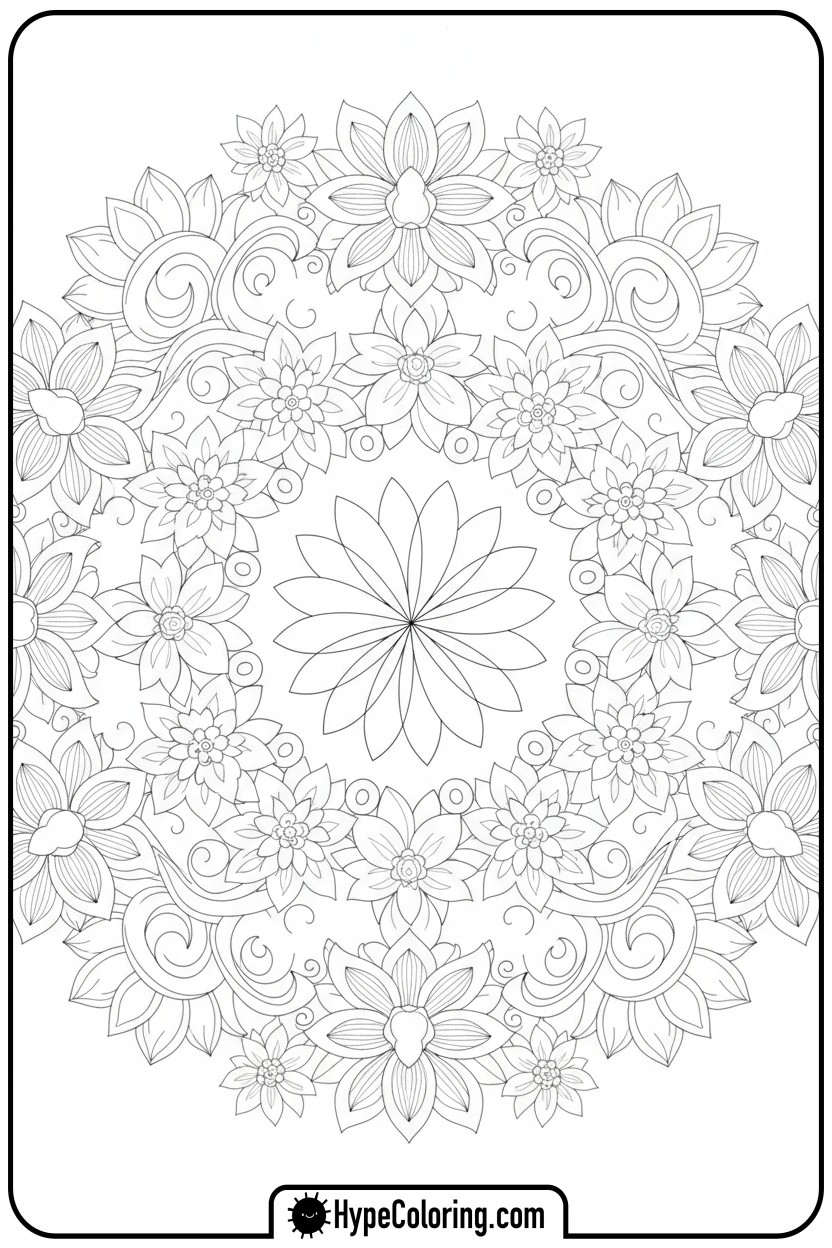 flower-mandala-pattern - flower coloring sheets