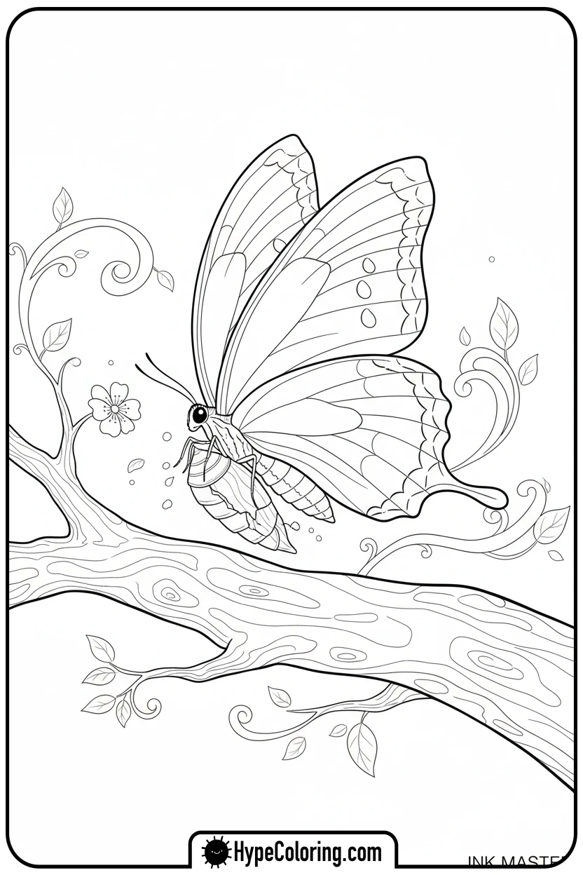 butterfly-emerging-from-chrysalis - butterfly coloring sheet