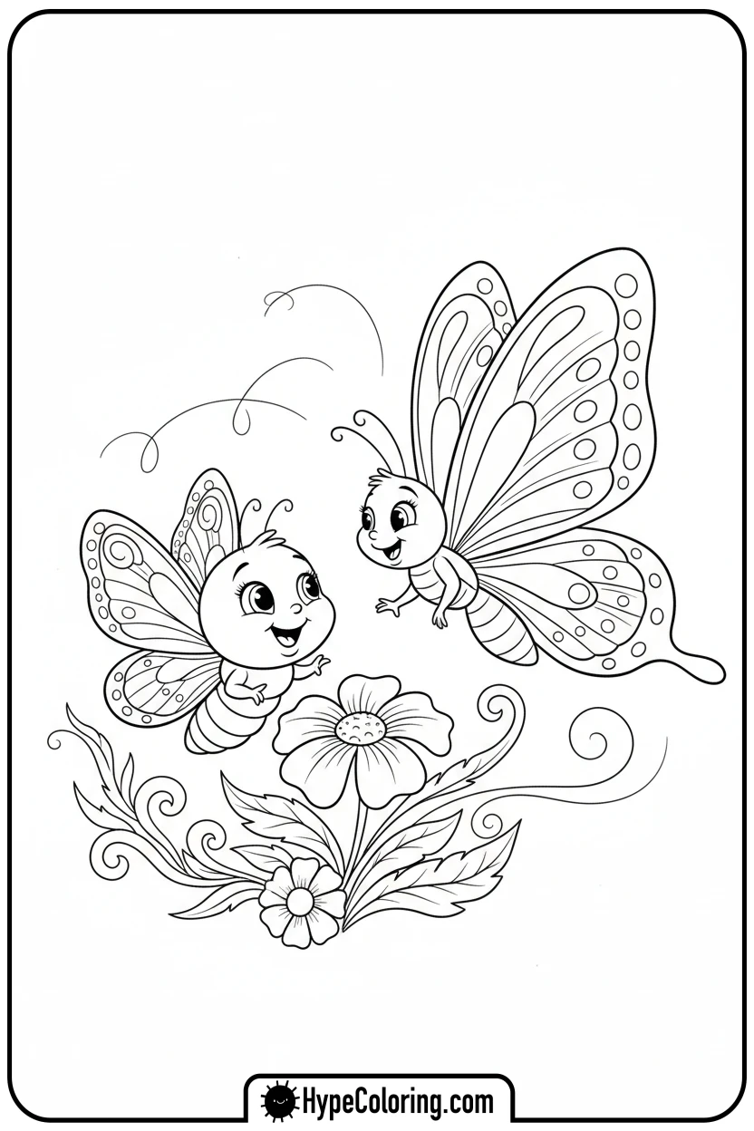 baby-butterfly-learning-to-fly - butterfly coloring sheet