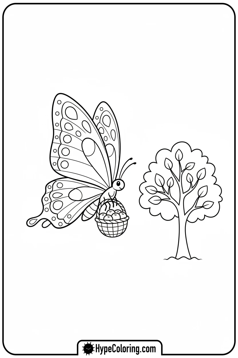 butterfly-carrying-a-basket - butterfly coloring sheet