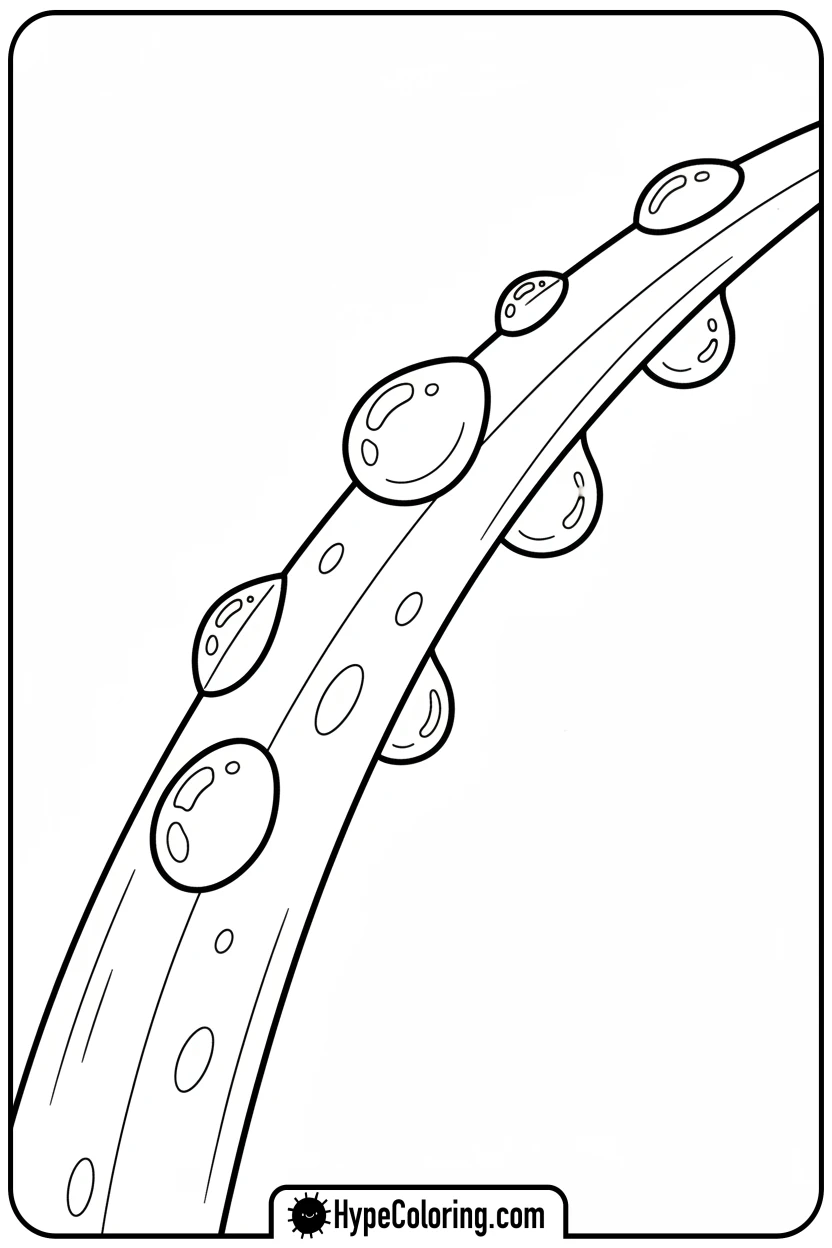 dewdrops-on-grass-blade - spring coloring sheets