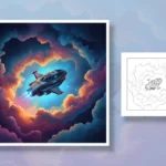a-small-advanced-spaceship-flying - space coloring pages