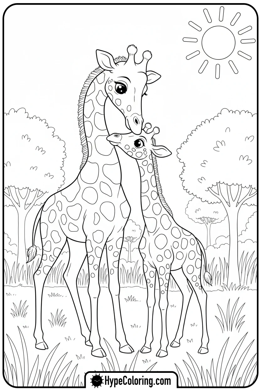 mother-and-baby-giraffe - giraffe coloring pages