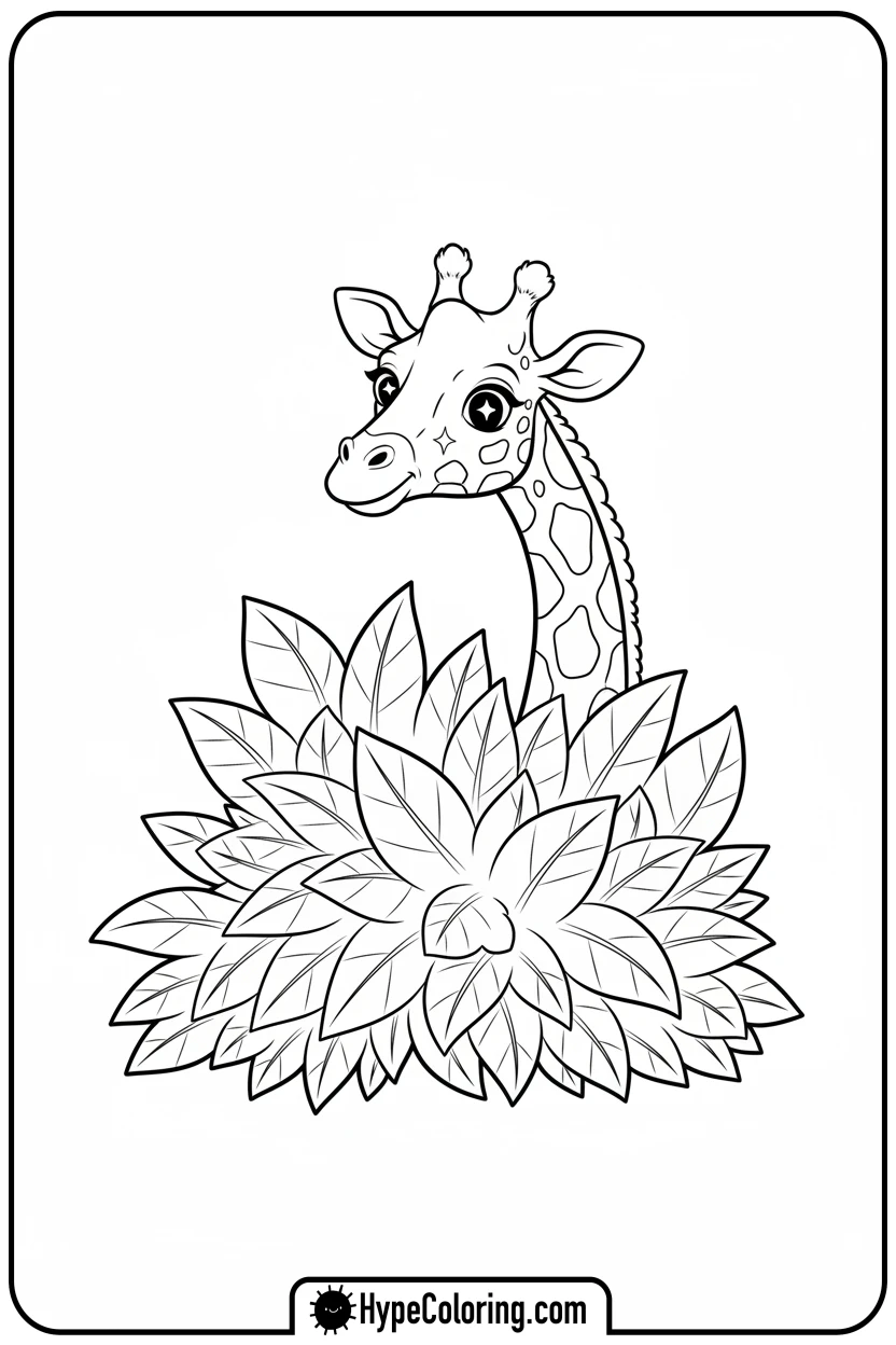 giraffe-playing-peek-a-boo - giraffe coloring pages