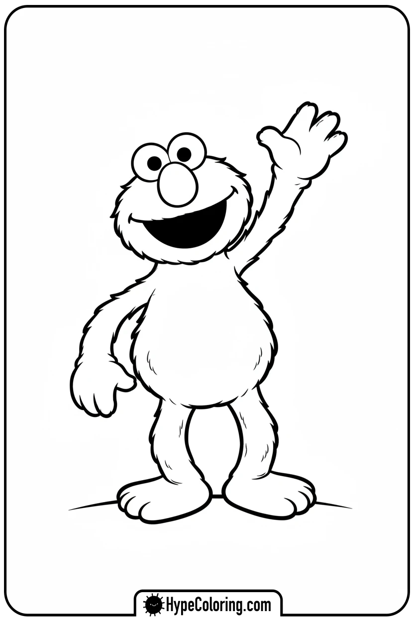 elmo-waving-hello - elmo coloring pages