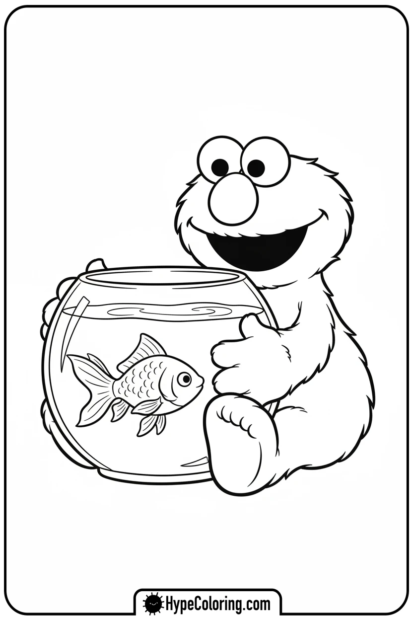 elmo-hugging-his-goldfish-dorothy - elmo coloring pages
