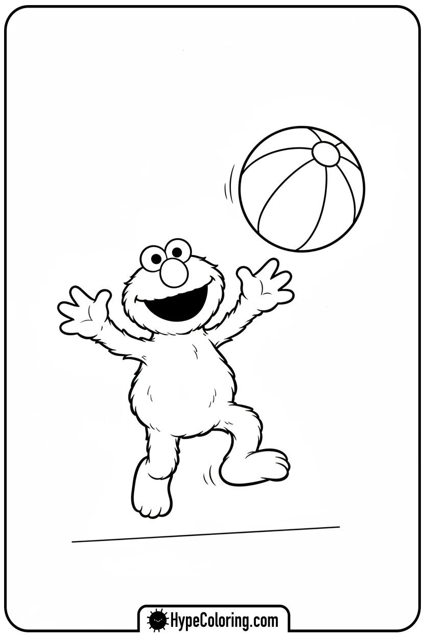 elmo-playing-with-a-ball - elmo coloring pages