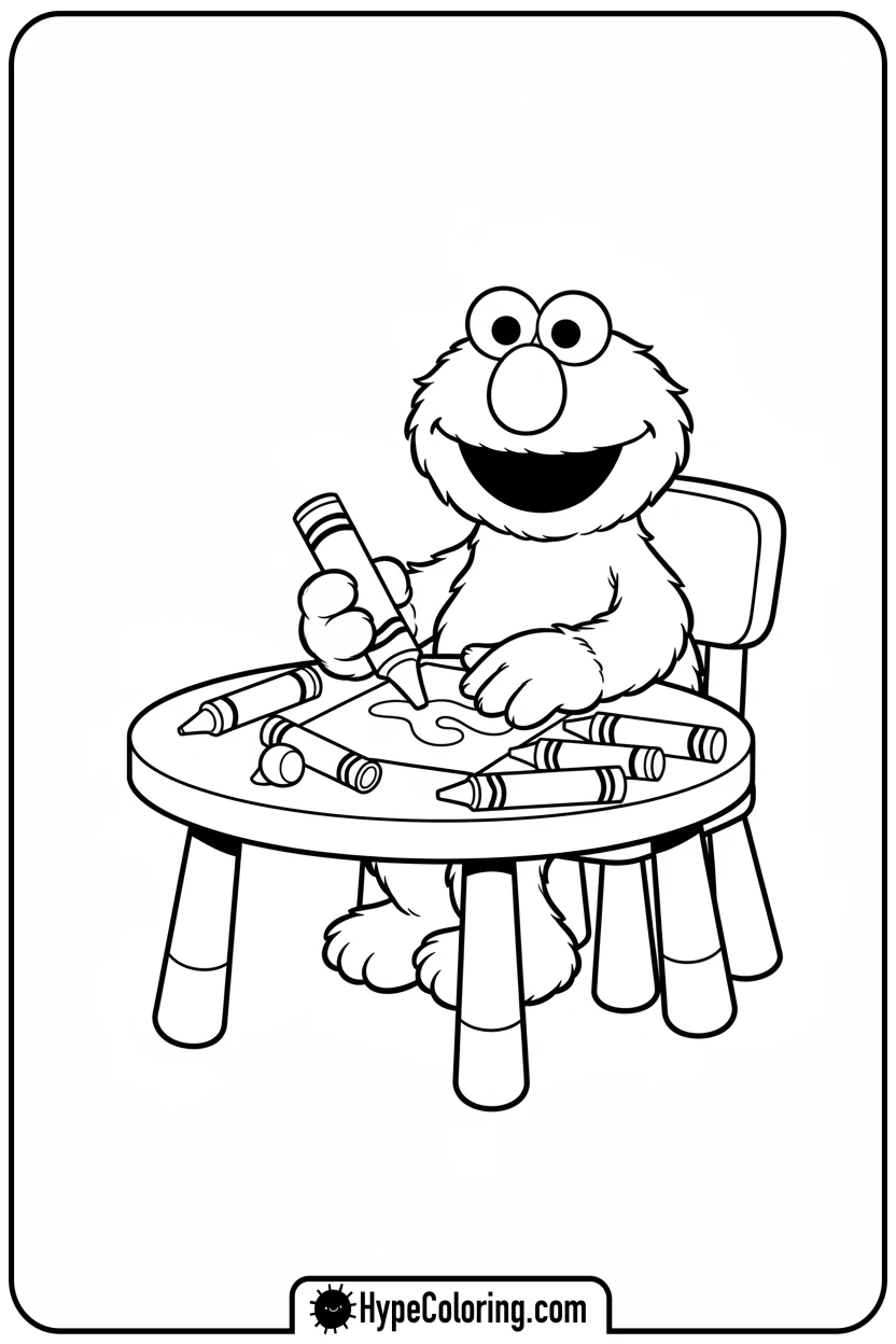 elmo-drawing-with-crayons - elmo coloring pages