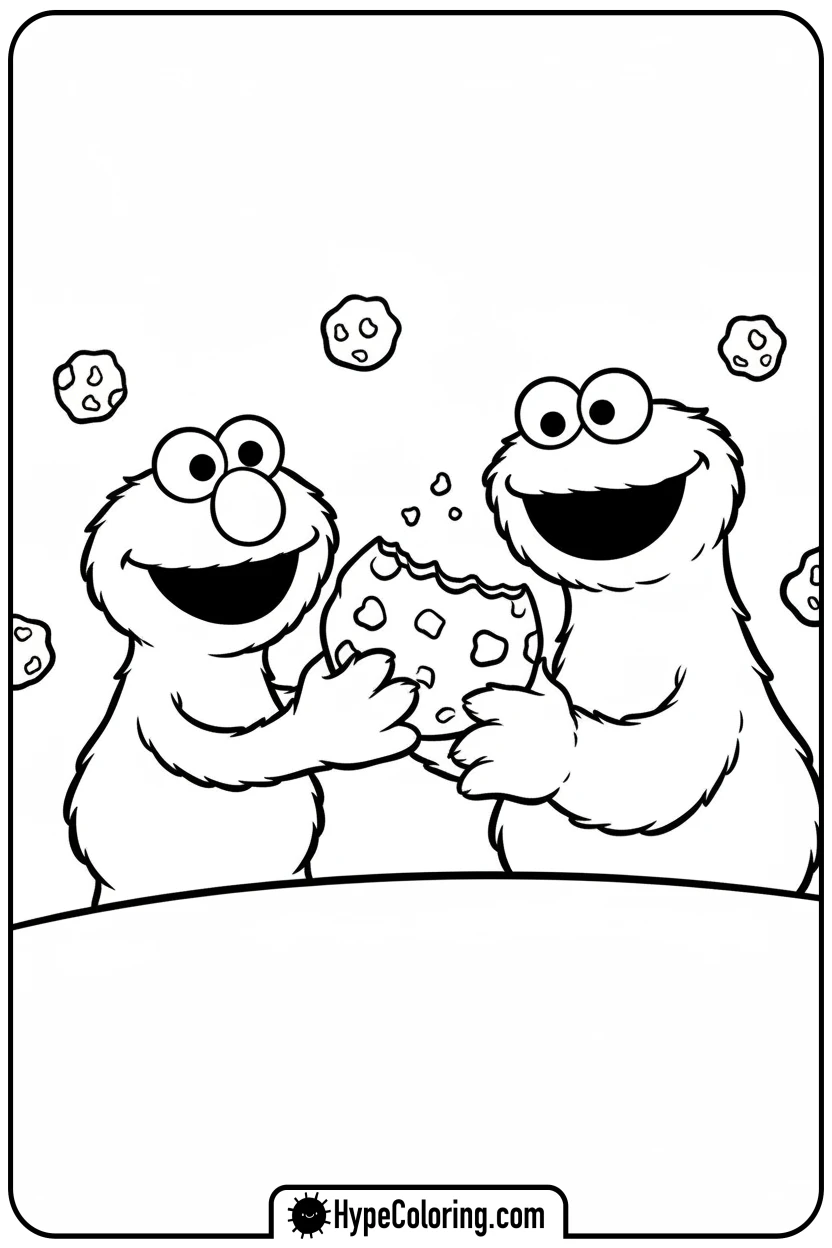 elmo-sharing-cookie-with-cookie-monster - elmo coloring pages