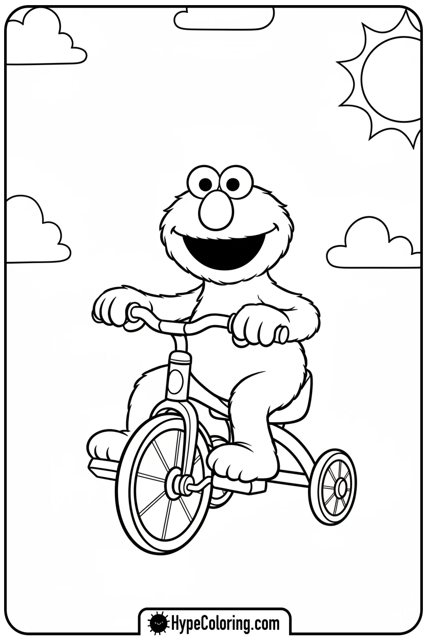 elmo-riding-a-tricycle - elmo coloring pages
