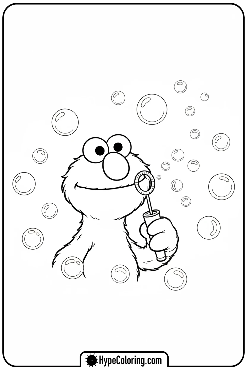 elmo-blowing-bubbles - elmo coloring pages