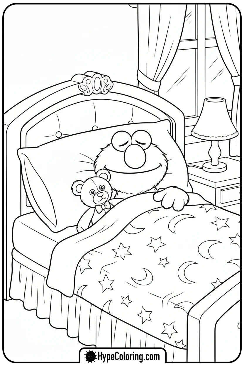 elmo-sleeping-in-bed - elmo coloring pages