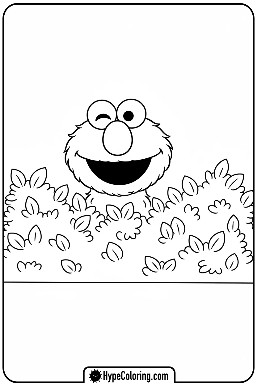 elmo-peeking-from-behind-a-bush - elmo coloring pages