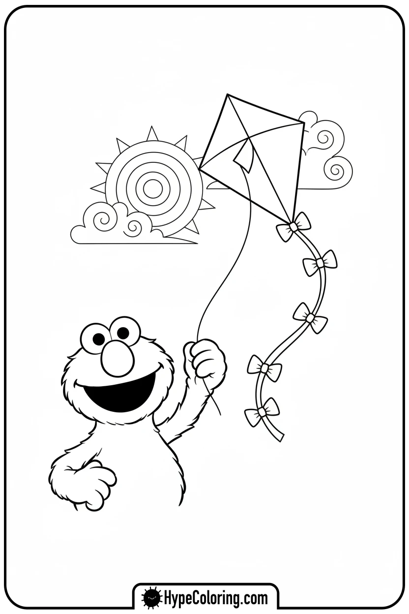 elmo-flying-a-kite - elmo coloring pages