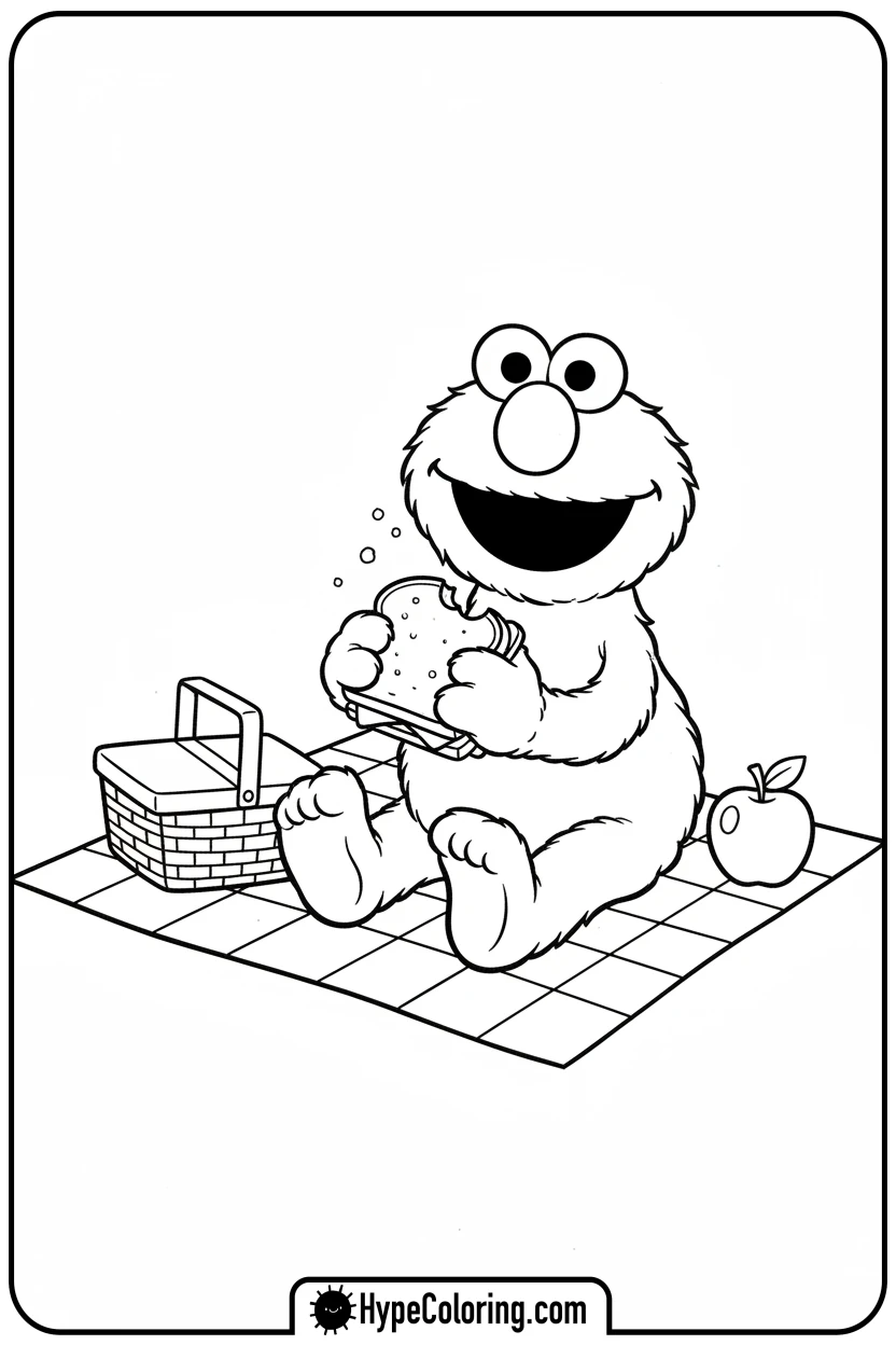 elmo-having-a-picnic - elmo coloring pages