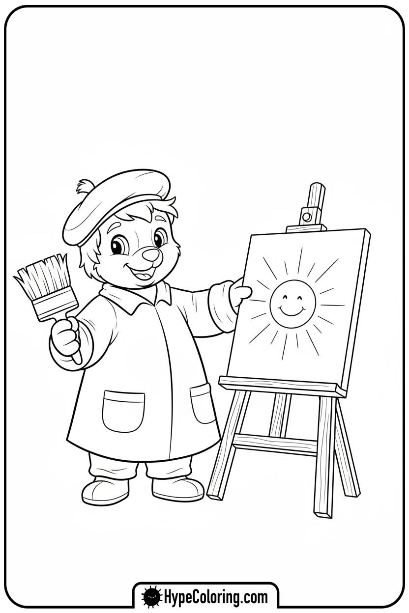 character-painting-a-sun - bold and easy coloring pages