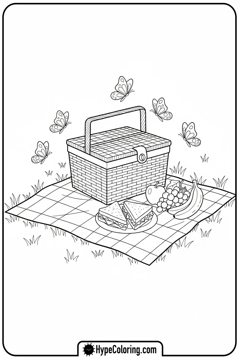 picnic-in-nature - camping coloring pages