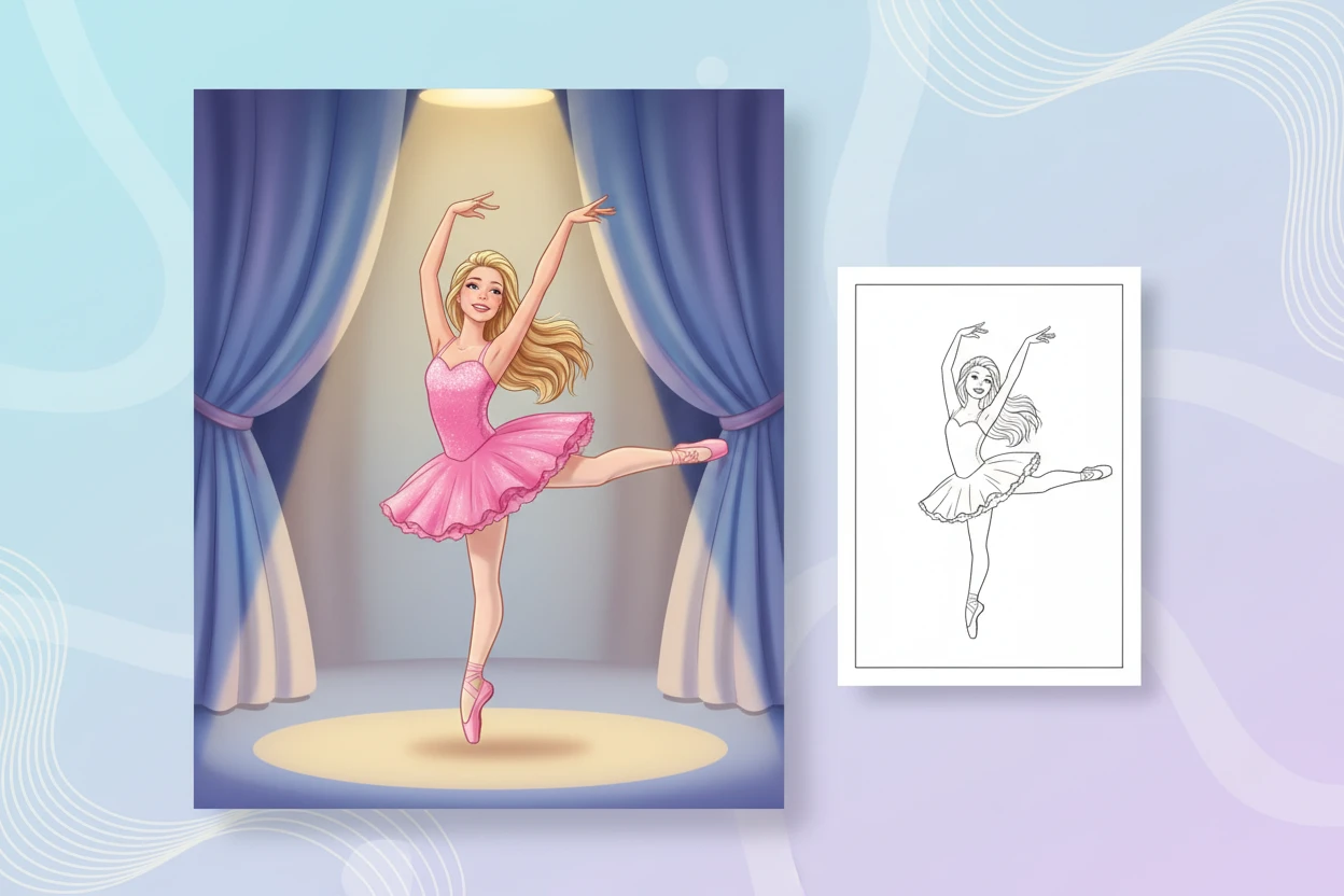 barbie-performing-a-graceful-ballet - barbie coloring pages printable