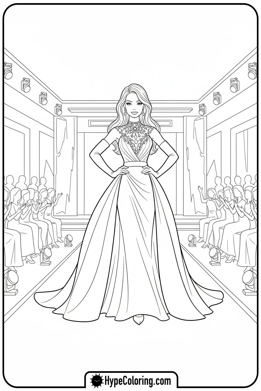 barbie-on-fashion-runway - barbie coloring pages printable