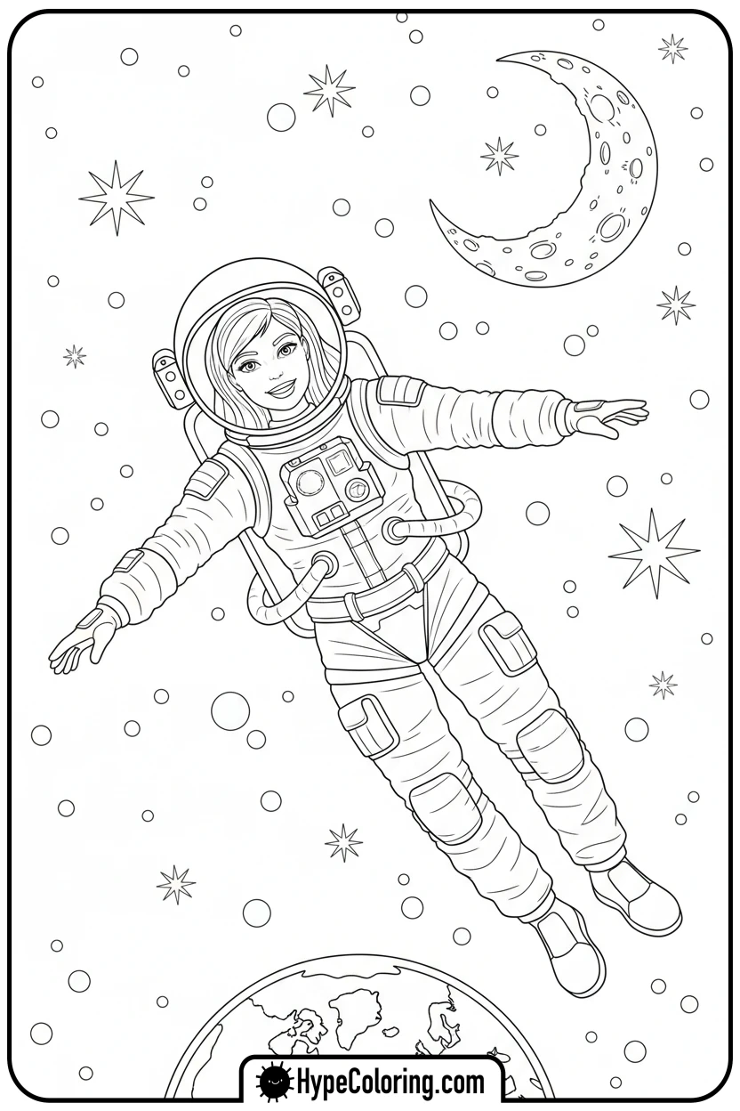 barbie-astronaut-in-space - barbie coloring pages printable