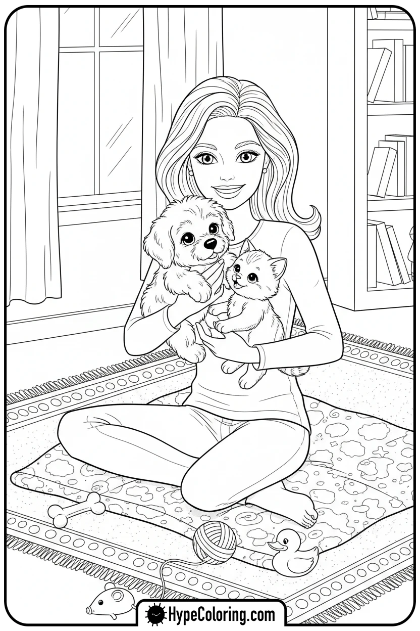 barbie-with-pets - barbie coloring pages printable