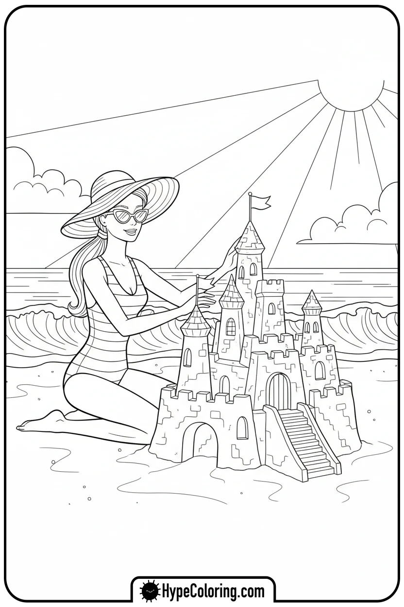 barbie-building-sandcastle - barbie coloring pages printable