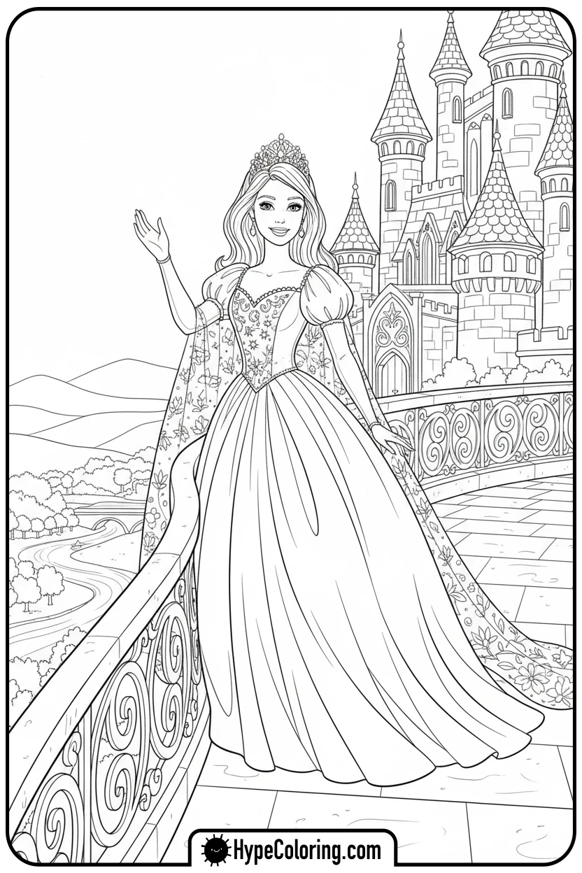 barbie-princess-in-castle - barbie coloring pages printable