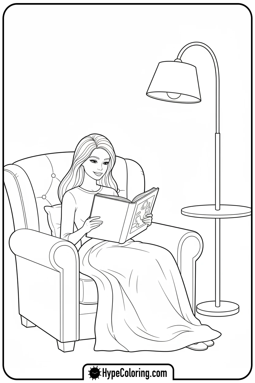 barbie-reading-storybook - barbie coloring pages printable