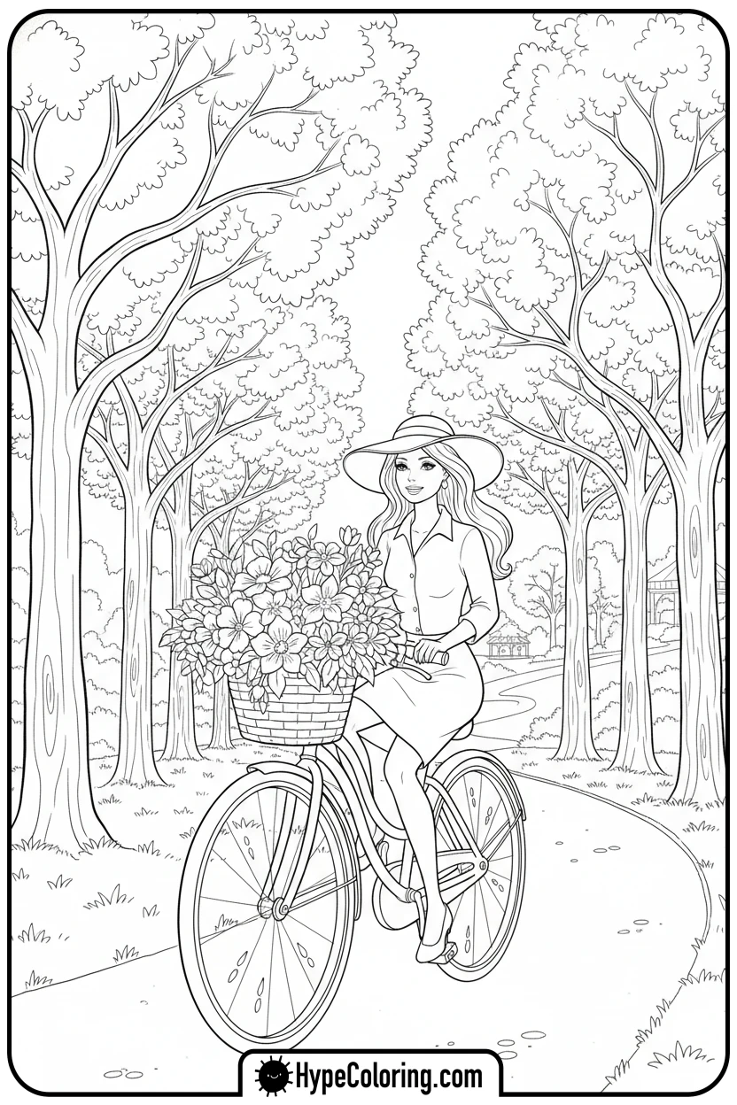 barbie-riding-bicycle - barbie coloring pages printable