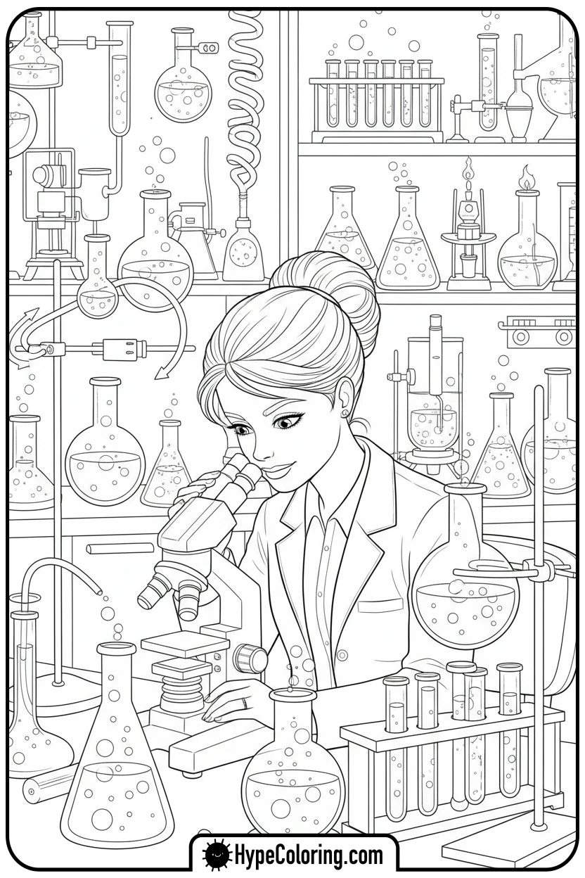 barbie-scientist-in-lab - barbie coloring pages printable
