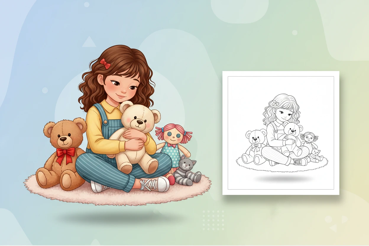 a-sweet-girl-sitting-on - girl coloring pages