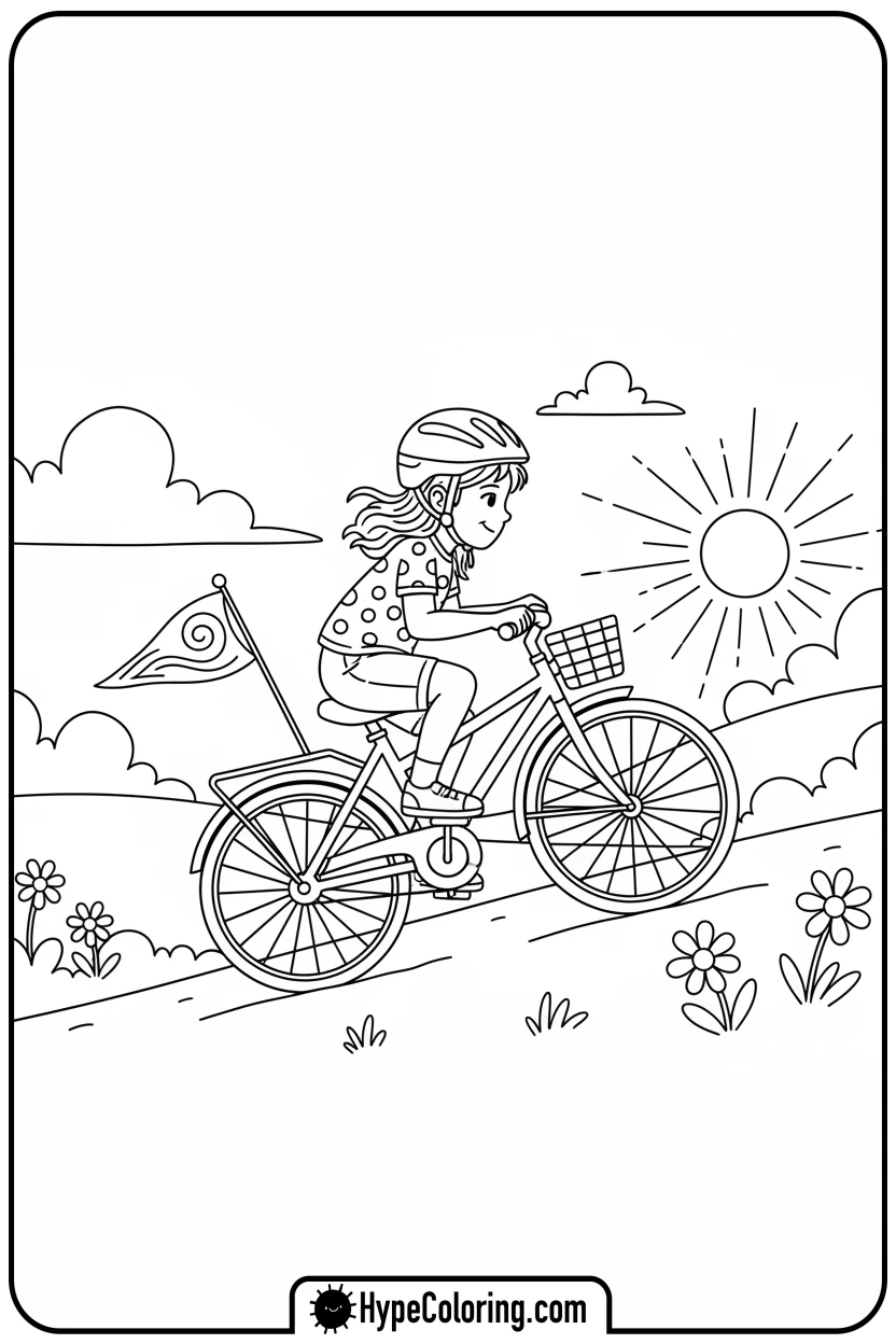 girl-riding-bicycle - girl coloring pages