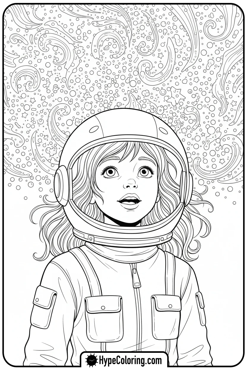 girl-astronaut-looking-up - girl coloring pages