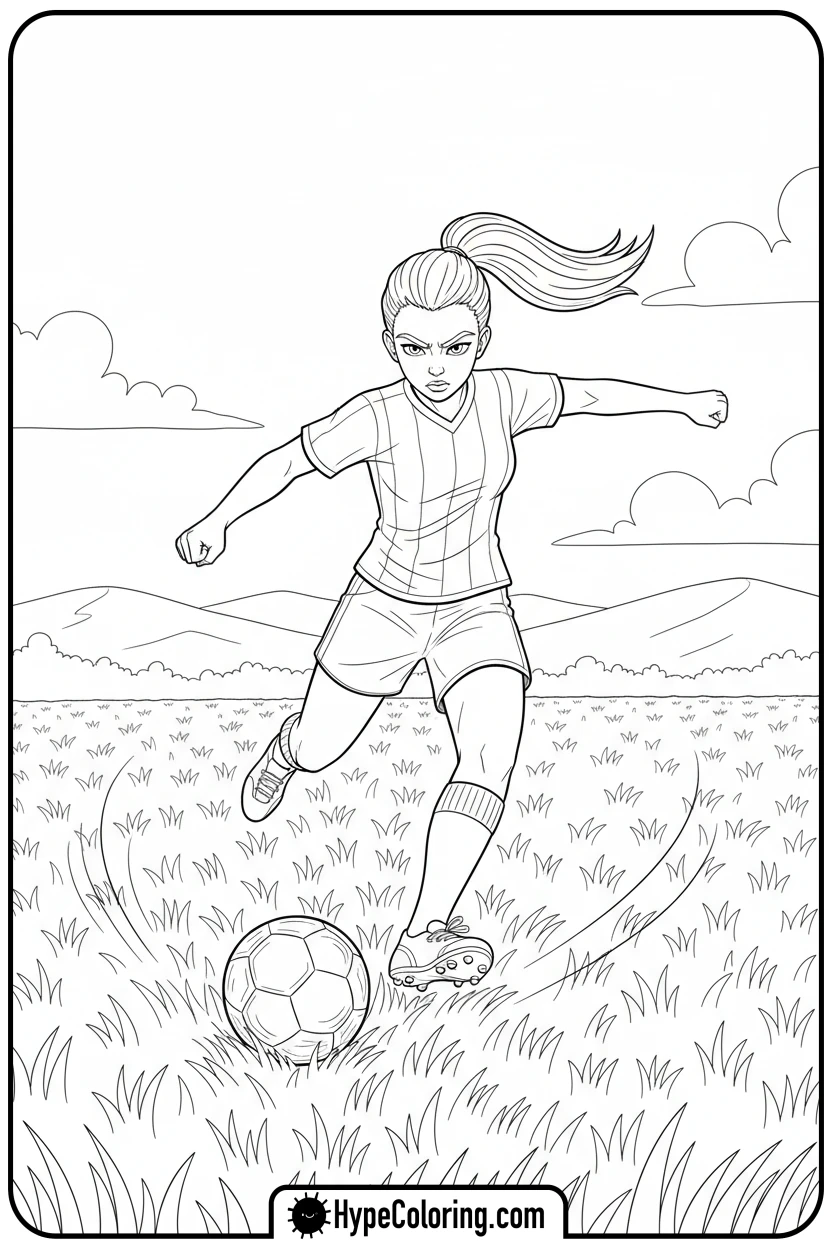 girl-kicking-soccer-ball - girl coloring pages