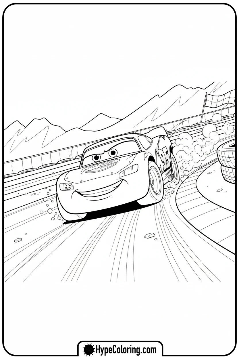 lightning-mcqueen-racing-on-track - lightning mcqueen coloring pages