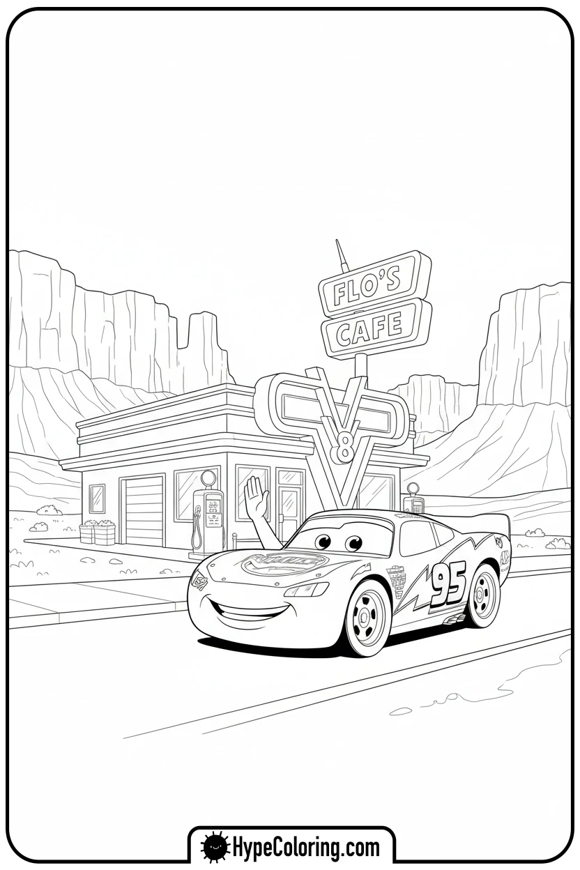 lightning-mcqueen-in-radiator-springs - lightning mcqueen coloring pages