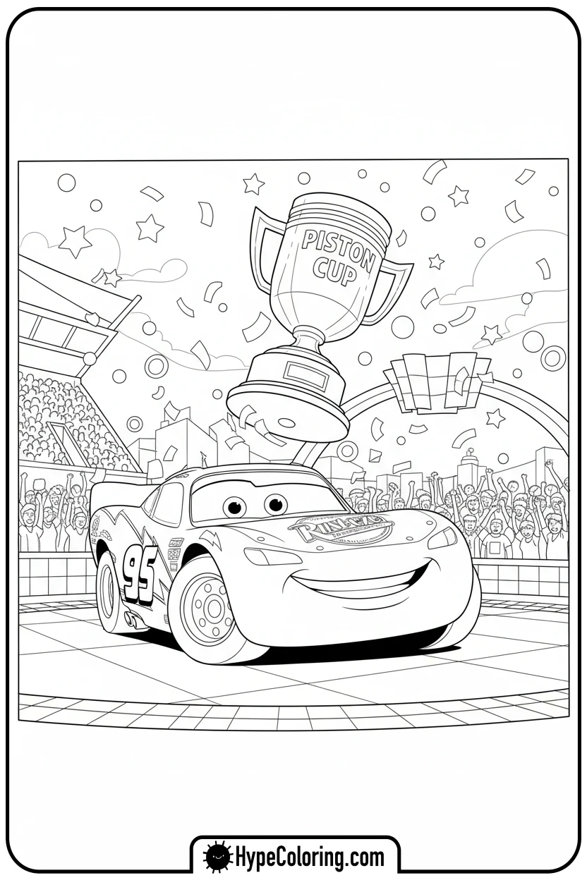 lightning-mcqueen-with-piston-cup - lightning mcqueen coloring pages