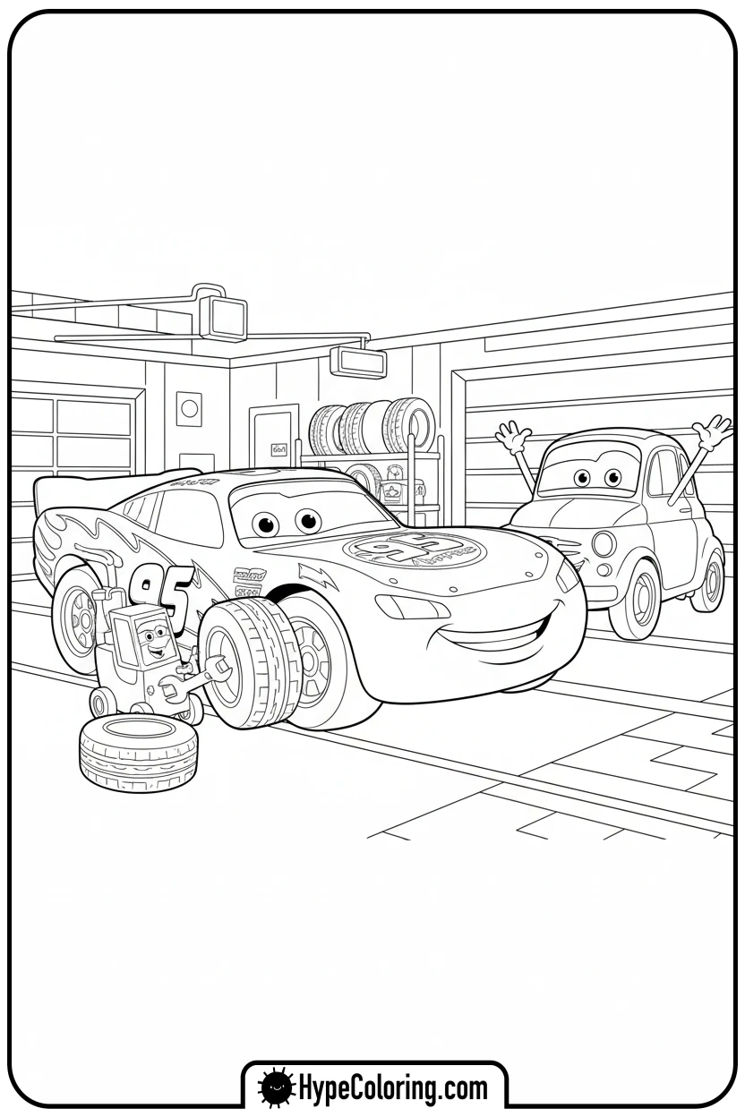 lightning-mcqueen-pit-stop - lightning mcqueen coloring pages