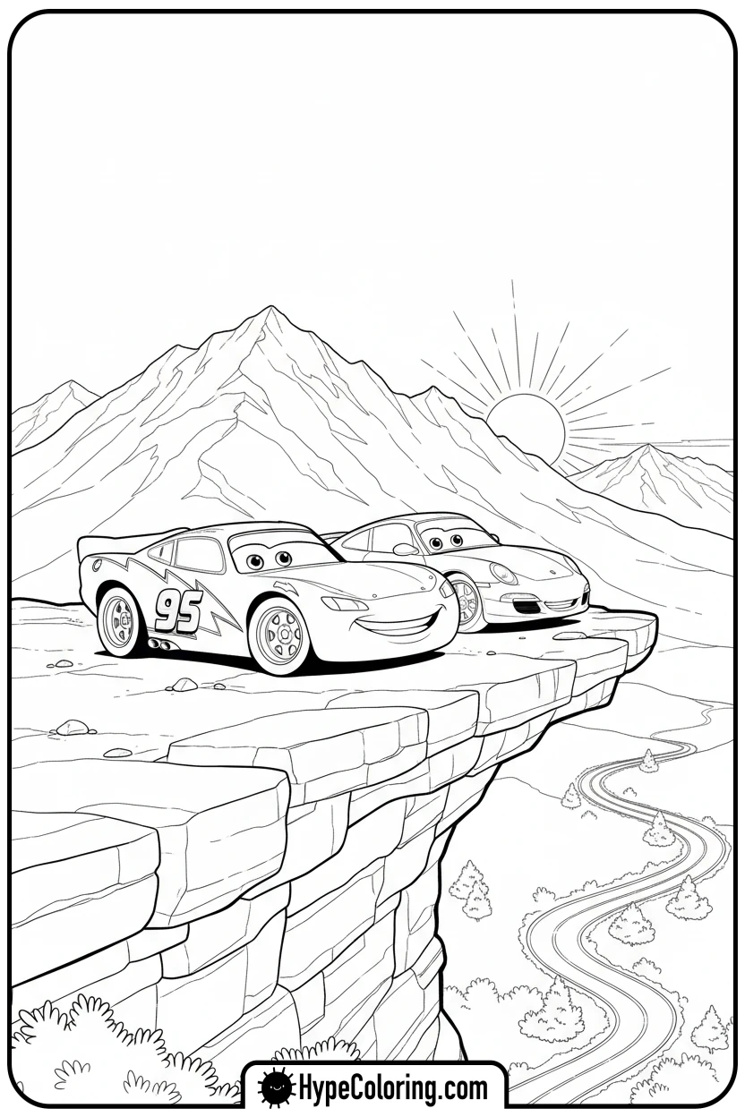 lightning-mcqueen-and-sally-view - lightning mcqueen coloring pages