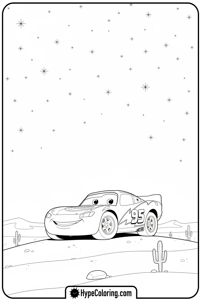 lightning-mcqueen-stargazing - lightning mcqueen coloring pages
