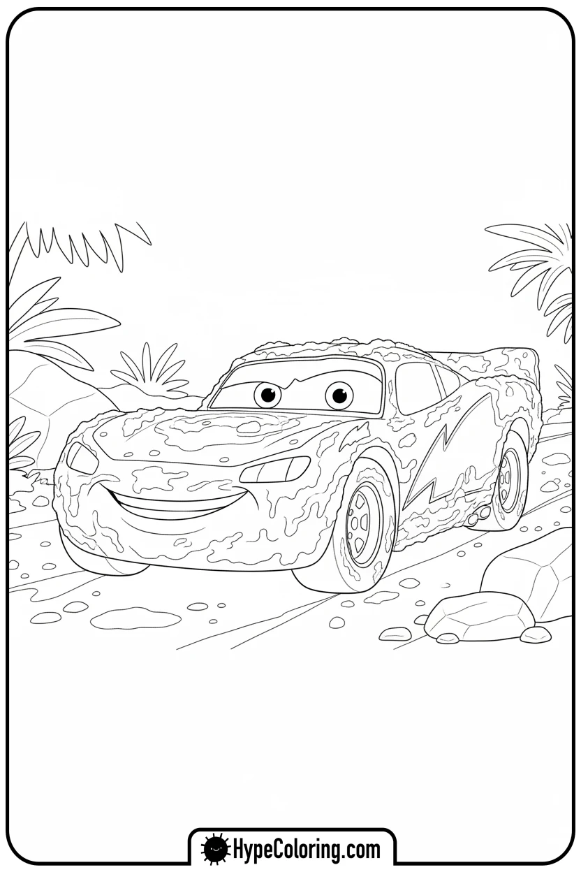 muddy-lightning-mcqueen - lightning mcqueen coloring pages