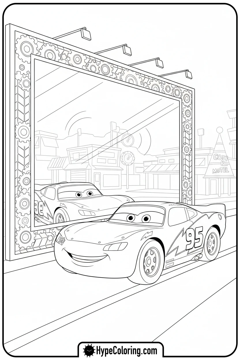 lightning-mcqueen-reflecting - lightning mcqueen coloring pages